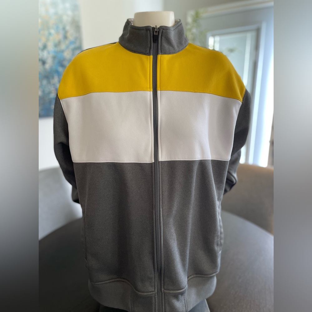 Loft 8Yellow, White, and Gray Colorblock Golf Jacket size Large